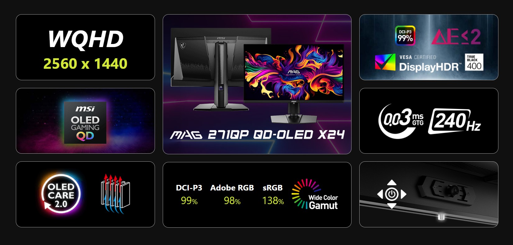 MSI MAG 271QP QD-OLED X24 27-inch 2560 x 1440 (QHD) Gaming Monitor